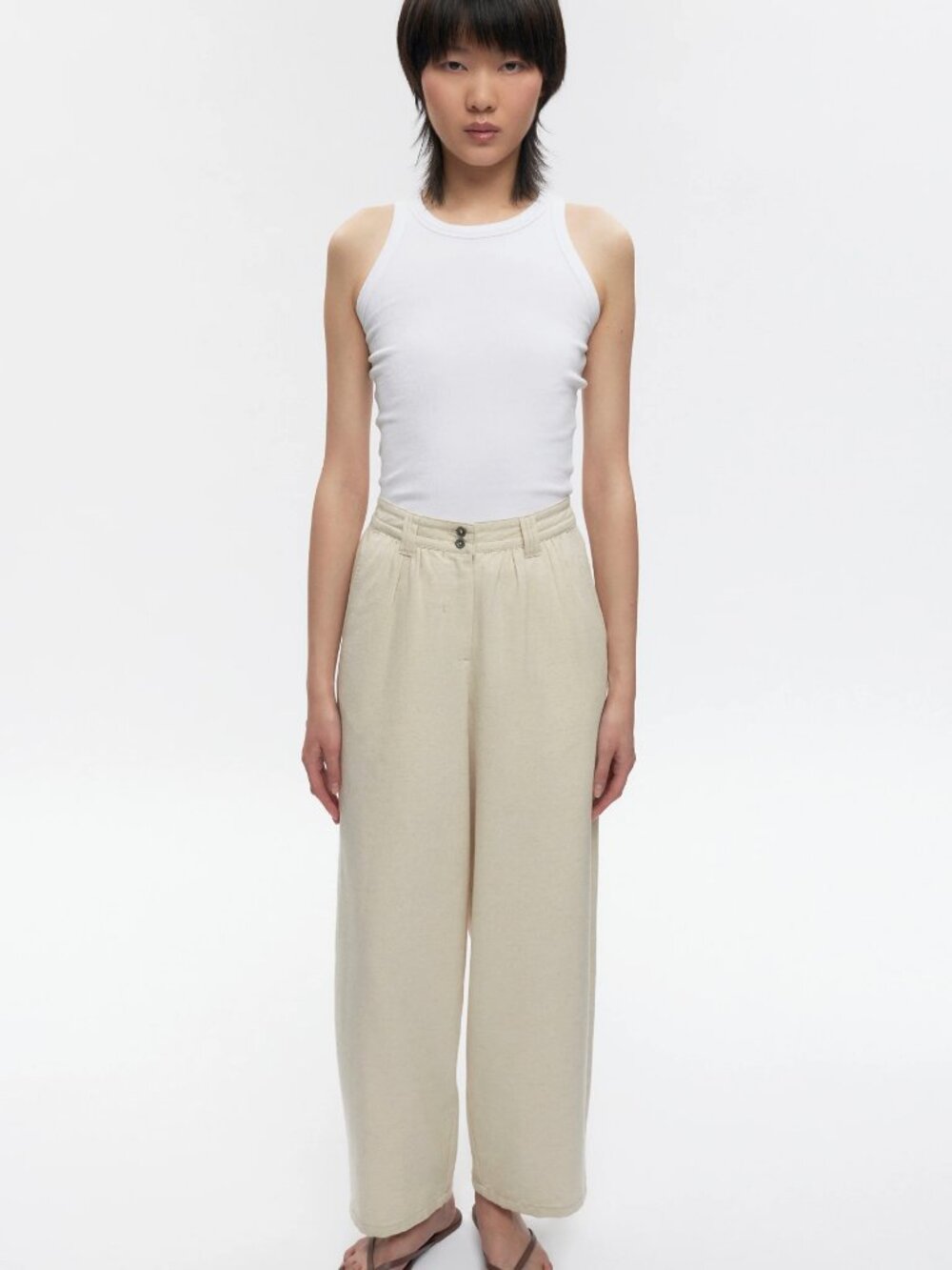 Kotn Dendera Pants in Fog Cotton Linen Size 10 NWT